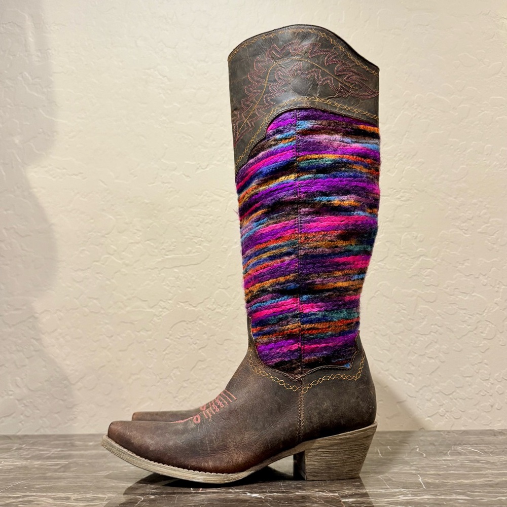 NEW Laredo Jojo Leather Aztec Blanket Knee High Cowboy Boots